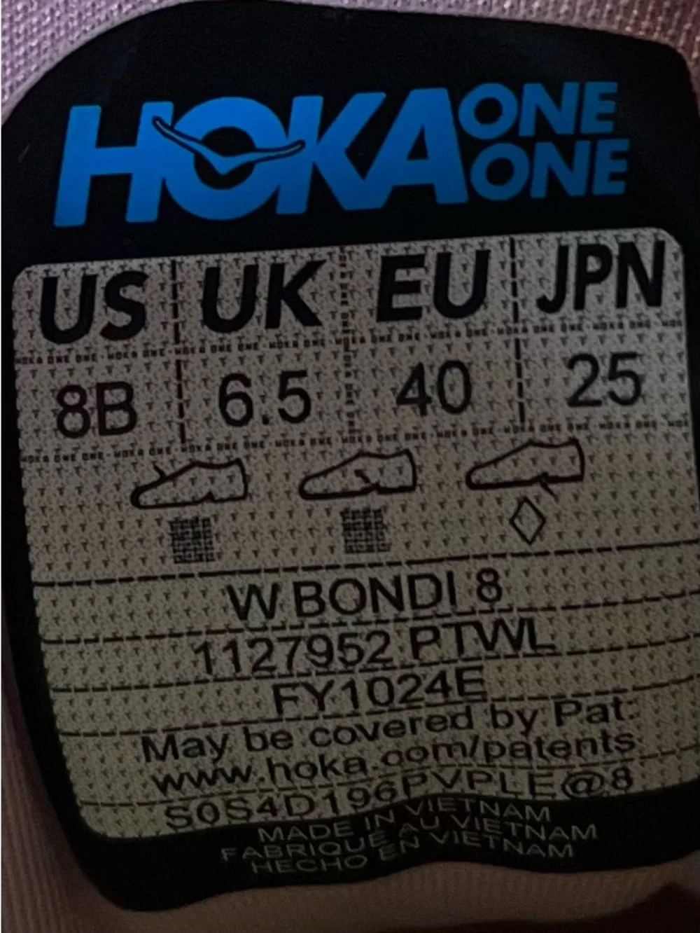 Hoka One One Bondi 8 REFLECTIVE Womens Size 8 Running Shoes Sneakers Pink Blue